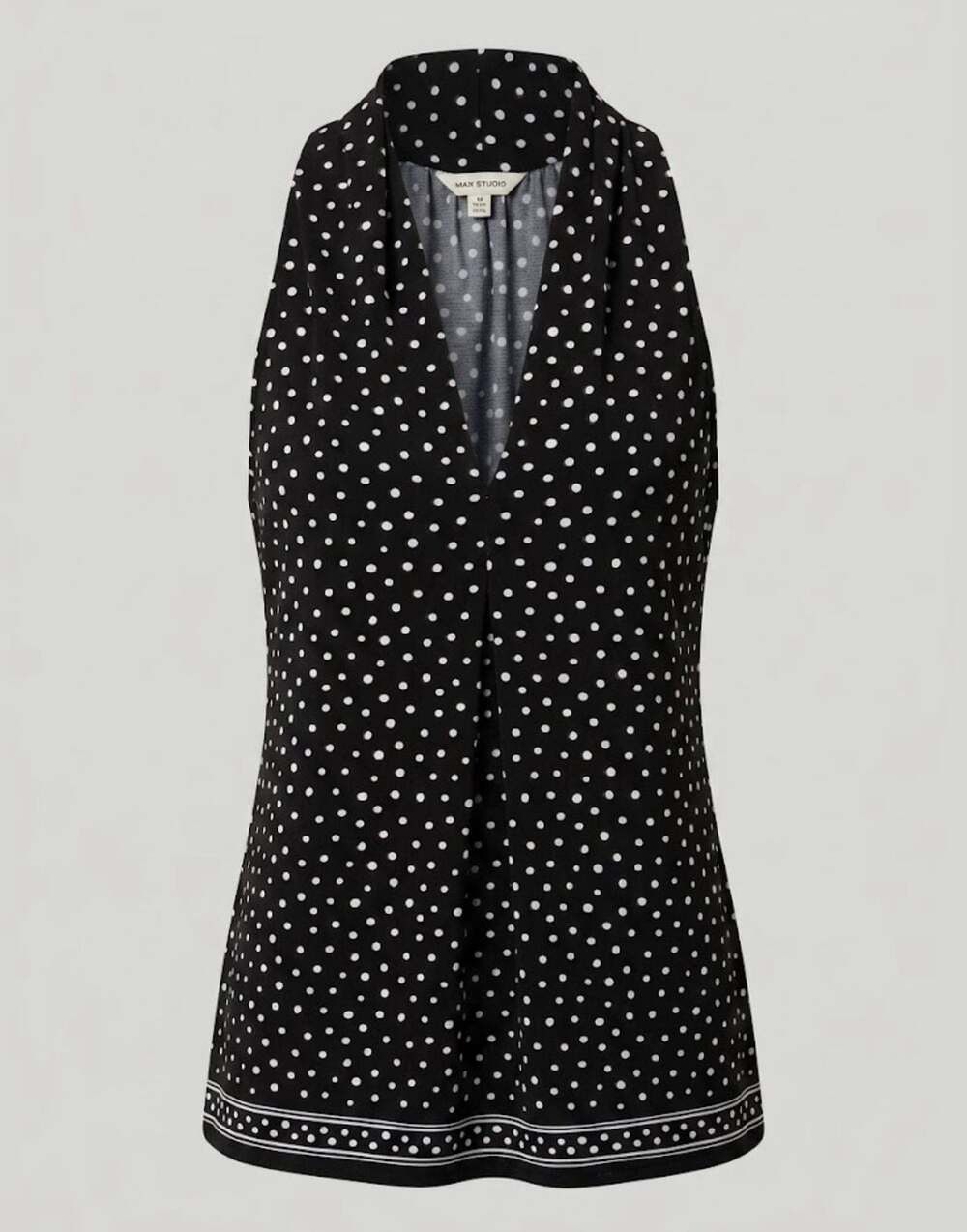Max Studio Black and White Polka Dot Halter Sleeveless Blouse medium